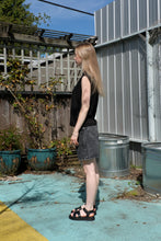 Load image into Gallery viewer, Homecore - Tom Linen T-Shirt - Black - on female model - side
