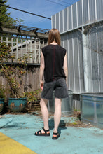 Load image into Gallery viewer, Homecore - Tom Linen T-Shirt - Black - on female model - back
