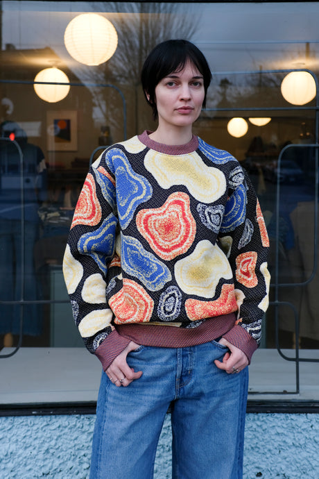 Homecore - Pac Golgi Quilted Sweatshirt - Navy/Multi - front