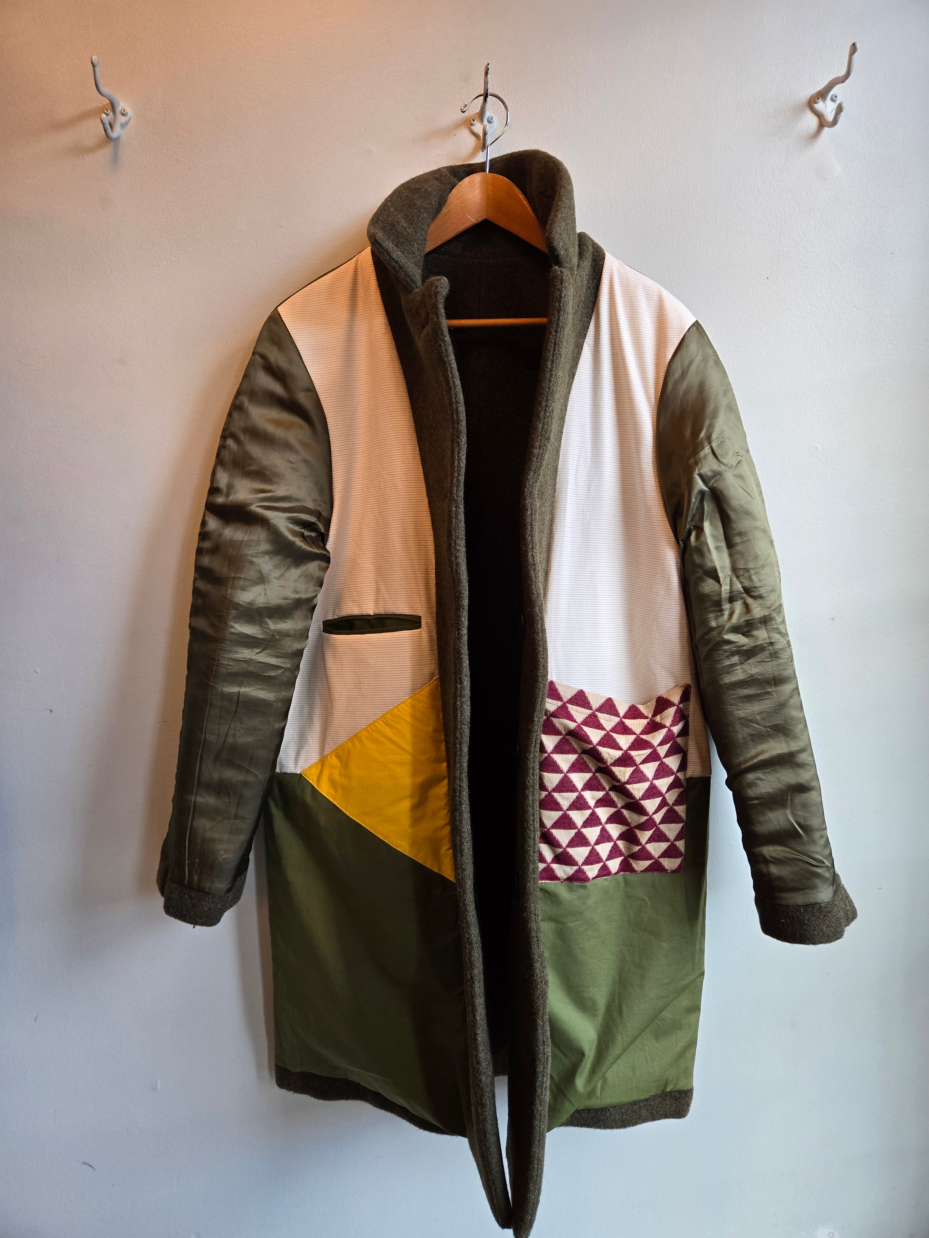 Homecore Steve Sheep Wool Coat - Greenery - pattern reverse side