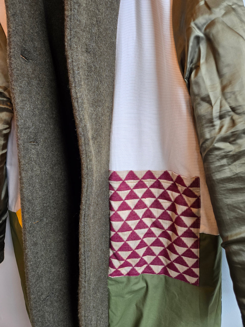 Homecore Steve Sheep Wool Coat - Greenery - pattern reverse side pocket