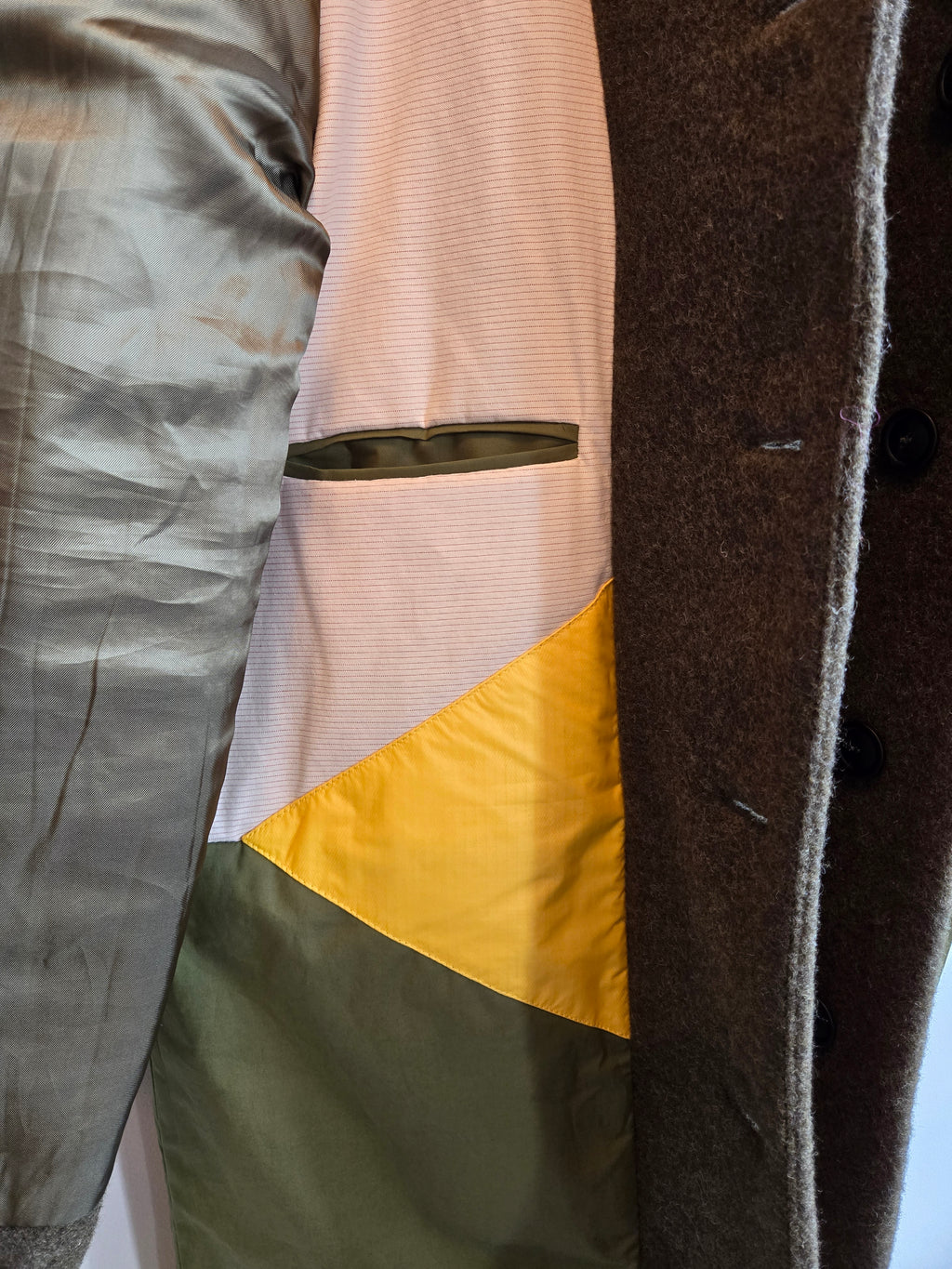 Homecore Steve Sheep Wool Coat - Greenery - pattern reverse side pocket