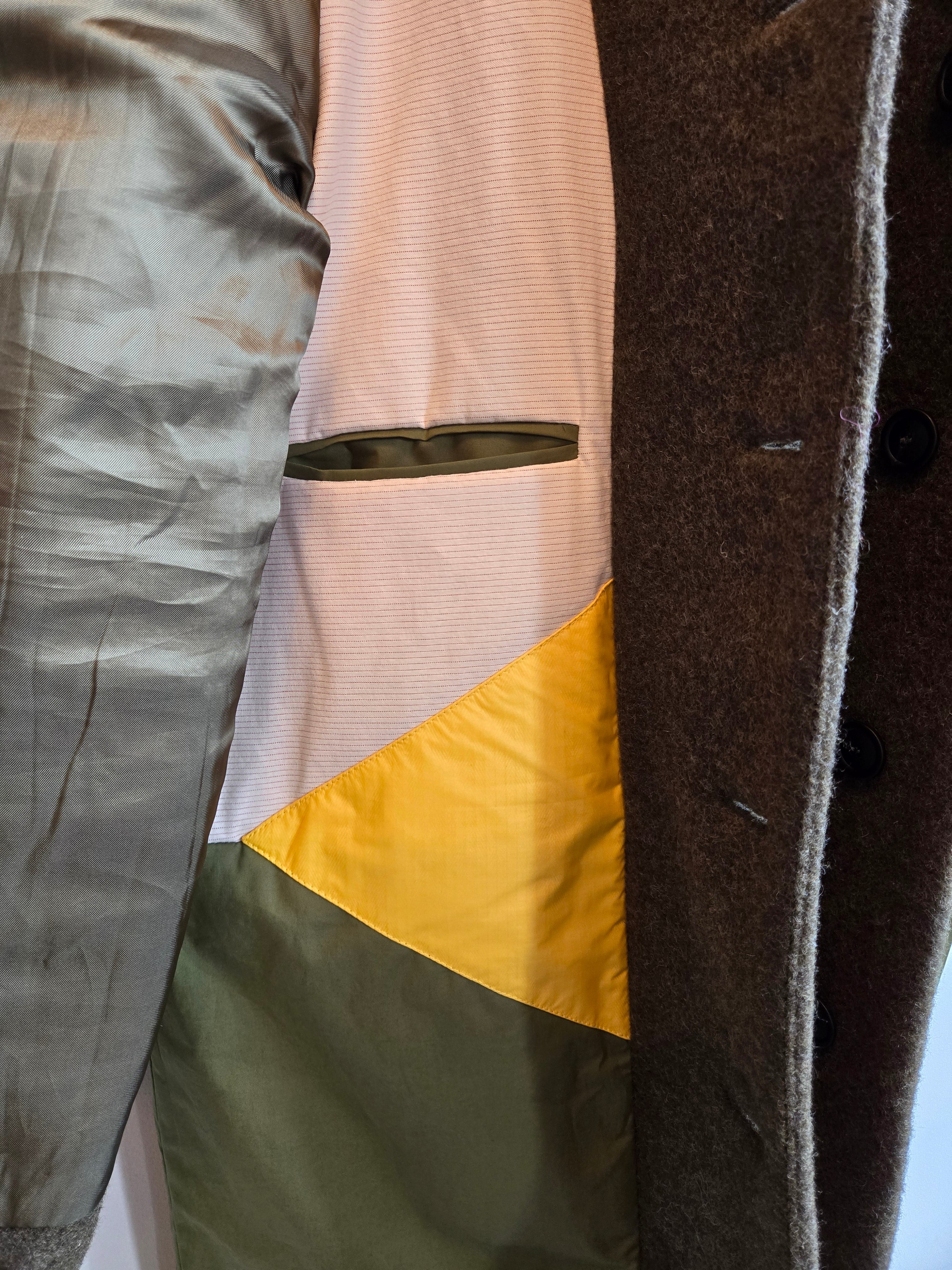 Homecore Steve Sheep Wool Coat - Greenery - pattern reverse side pocket