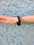 Ina Seifart - Armreifen Bracelet - Black/Sky/Mocca on model's wrist