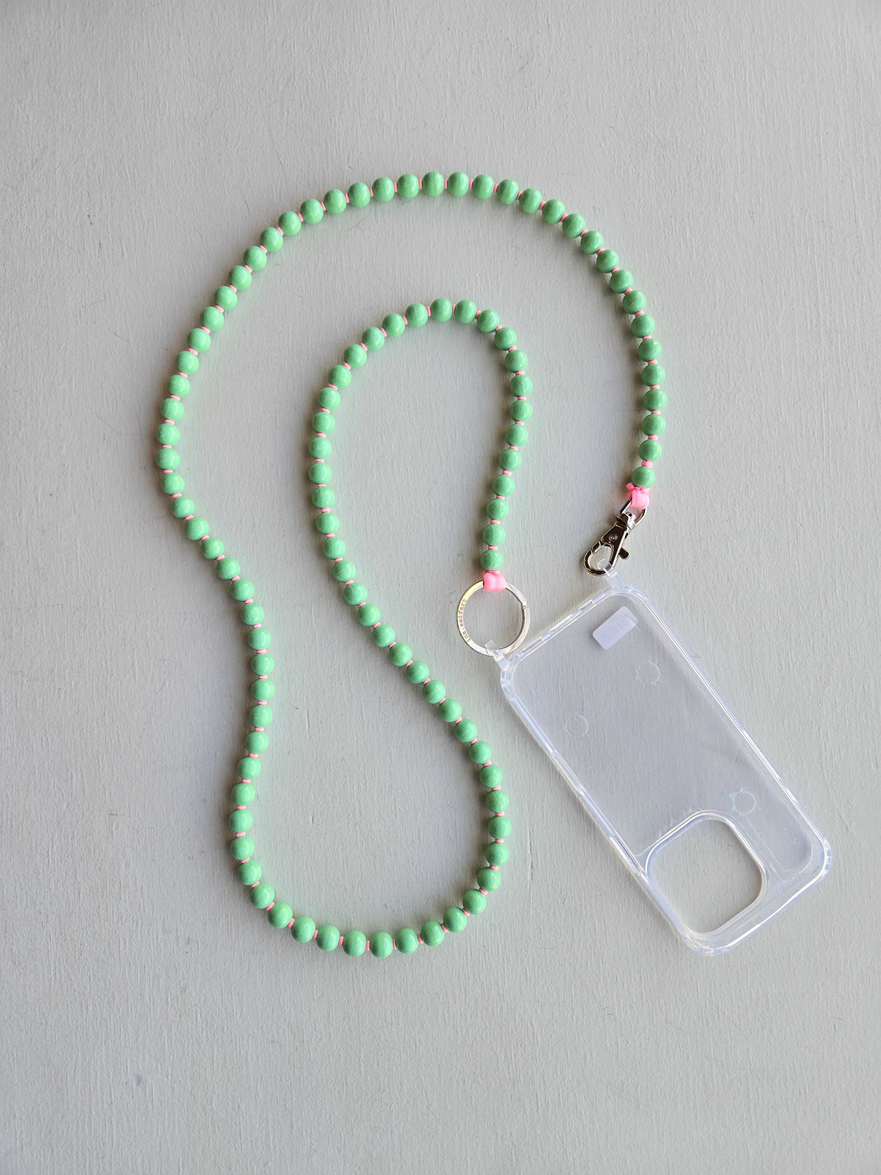 Ina Seifart - Handykette Phone Necklace - pastel green and rose rope