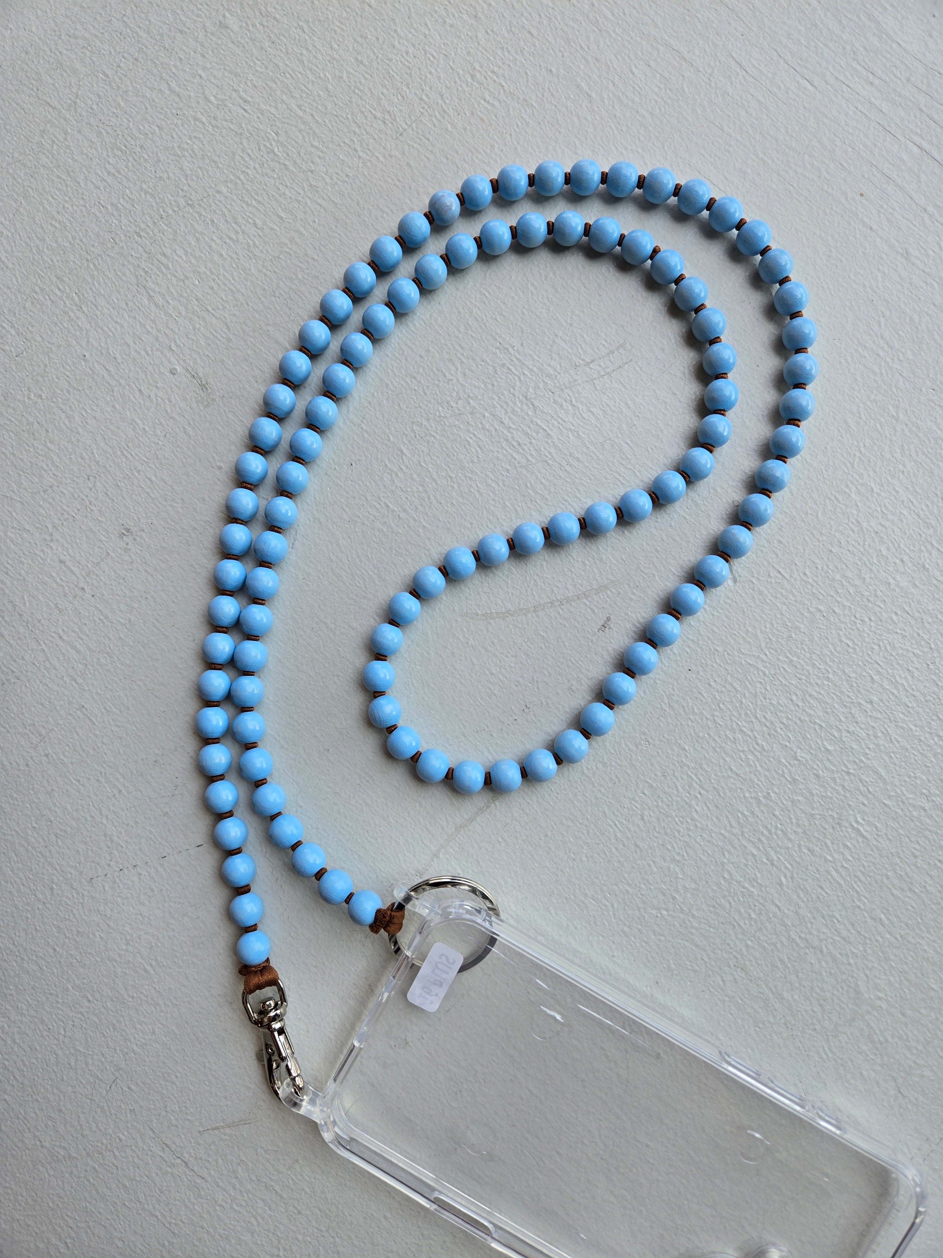 Ina Seifart - Handykette Phone Necklace - Pastel Blue/Mocca Rope