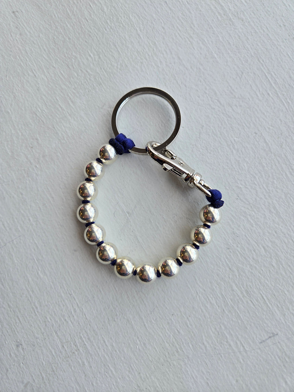 Ina Seifart - Perlen Short Keychain - Silver - dark blue rope