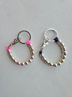 Ina Seifart - Perlen Short Keychain - Silver - various coloured rope - pink - dark blue