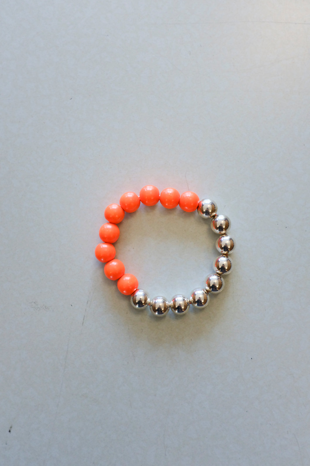 Ina Seifart - Perlen Bracelet - Silver/Wood - neon orange