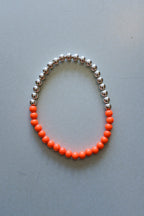 Ina Seifart - Perlen Necklace - Silver/Wood - neon orange