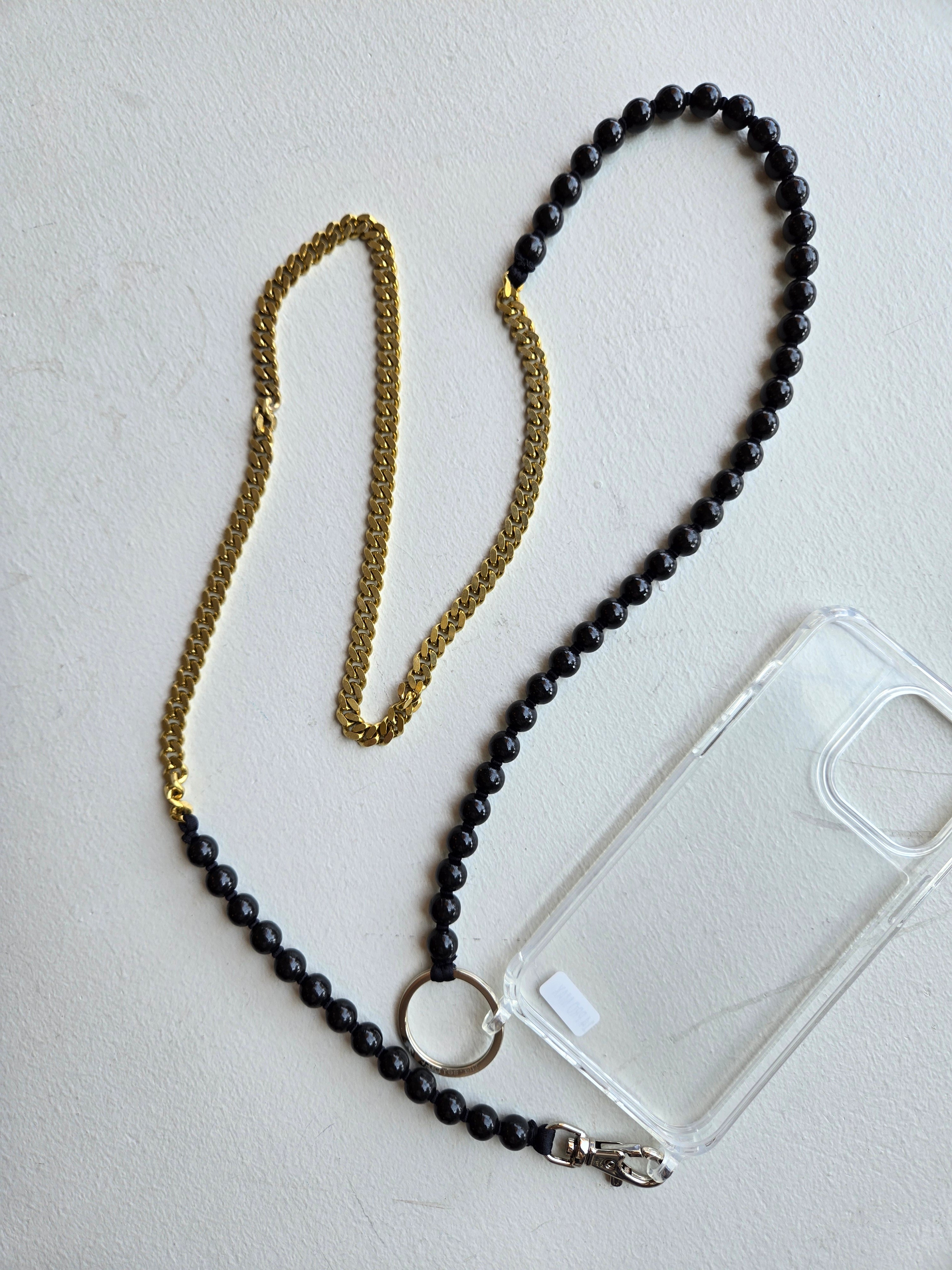 Ina Seifart - Perlenpanzer Phone Necklace - Black/Brass