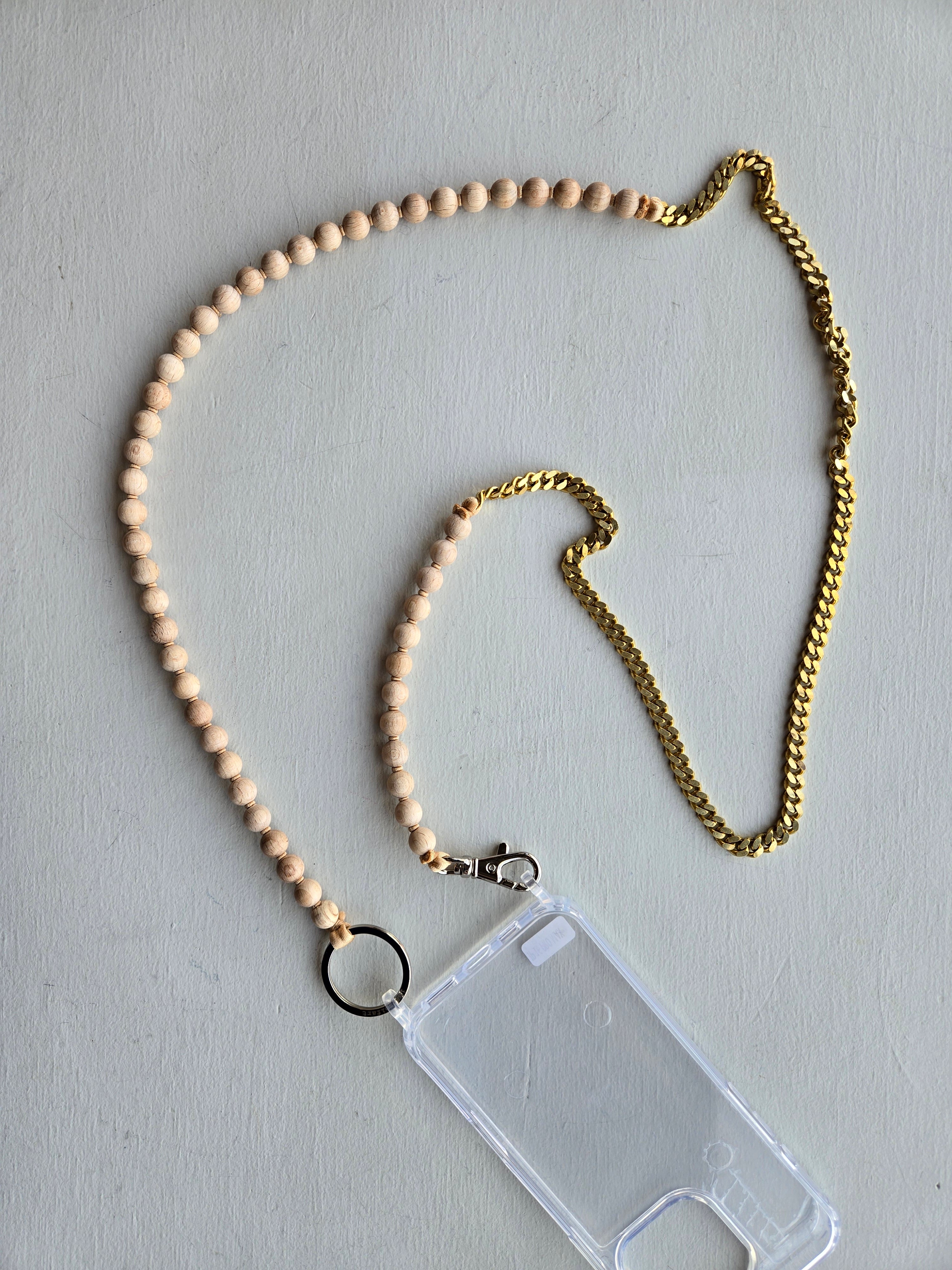 Ina Seifart - Perlenpanzer Phone Necklace - Natural/Brass