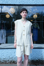 Ina Seifart - Perlen Necklace - Silver/Wood - worn pastel green