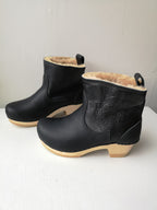No.6 - 5" Shearling Clog Boot on Mid Heel - Ink Aviator
