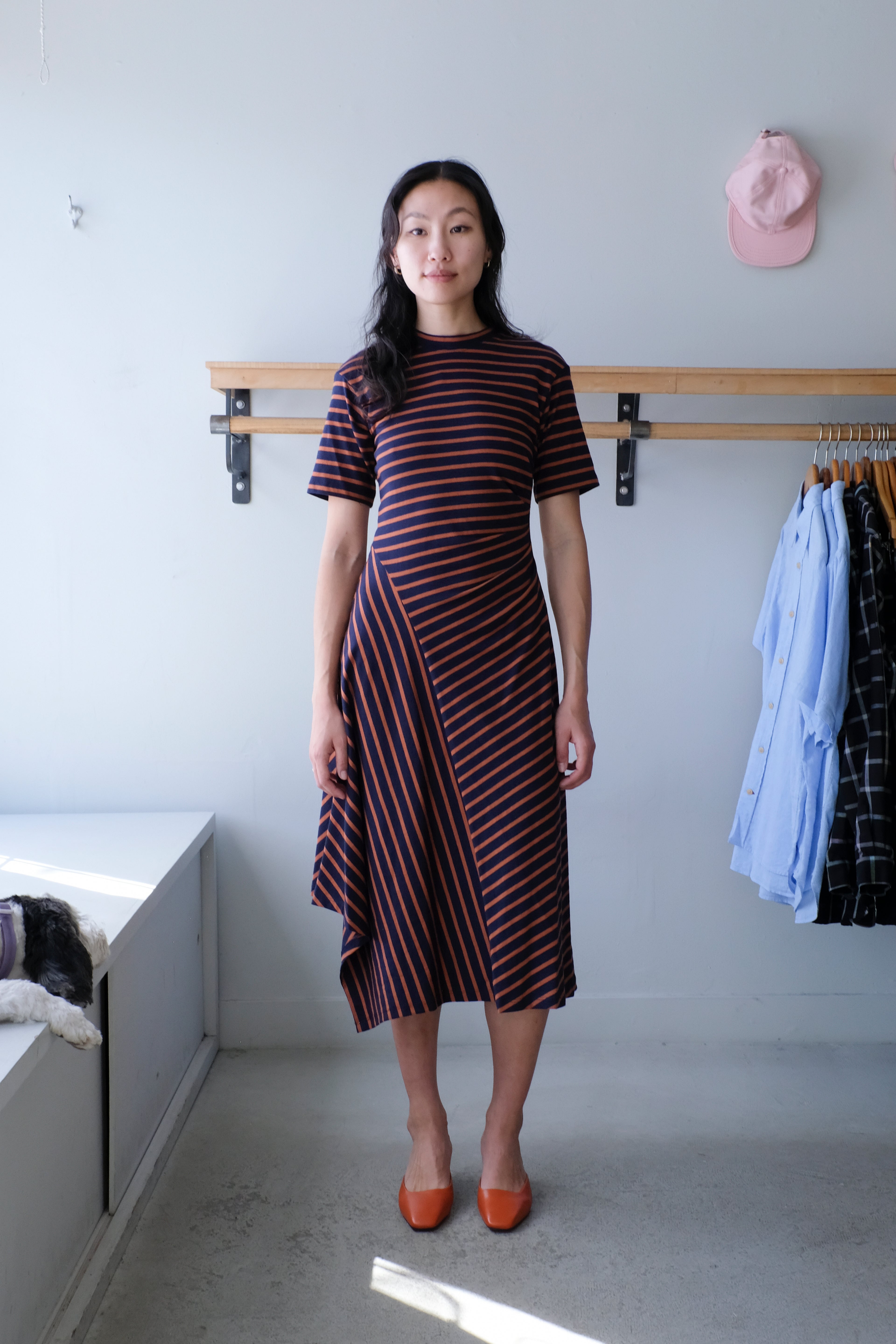 No 6 - Martine Dress - Navy Stripe - front 
