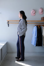 No 6 - Olive Top - Navy White Stripe - No 6 - Field Pant - Navy -side