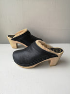 No.6 - Dakota Shearling Clog on High Heel - Ink Aviator