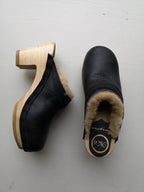 No.6 - Dakota Shearling Clog on High Heel - Ink Aviator