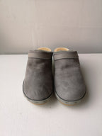 No.6 Dakota Shearling Clog on Mid Heel - Smoke Suede/Cloud