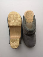 No.6 Dakota Shearling Clog on Mid Heel - Smoke Suede/Cloud