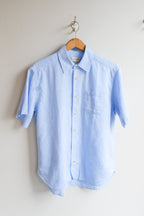 Oliver Spencer - Atlanta Short Sleeve Shirt - Blue (Perkins) - flat front