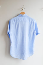 Oliver Spencer - Atlanta Short Sleeve Shirt - Blue (Perkins) - flat back