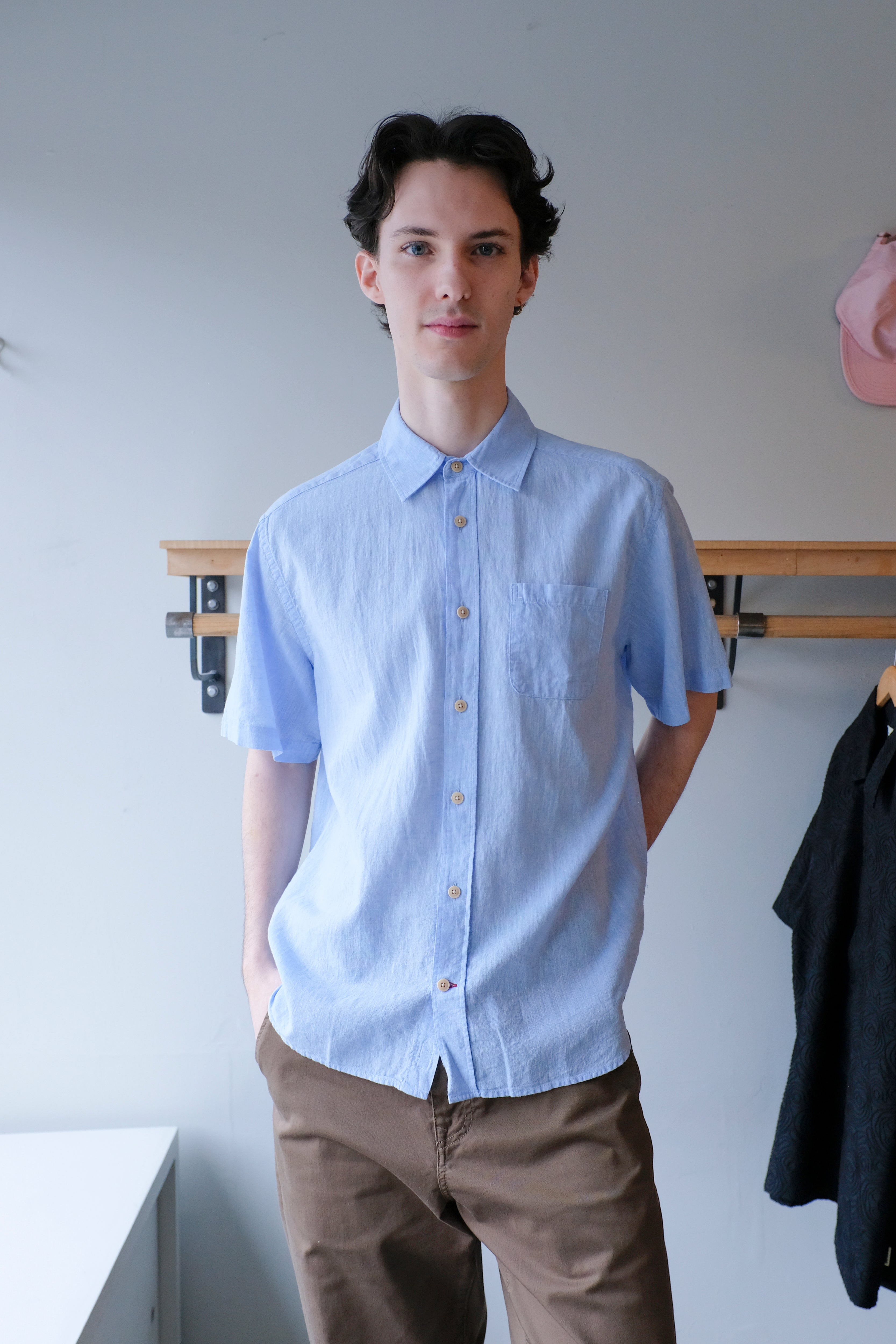 Oliver Spencer - Atlanta Short Sleeve Shirt - Blue (Perkins) - front