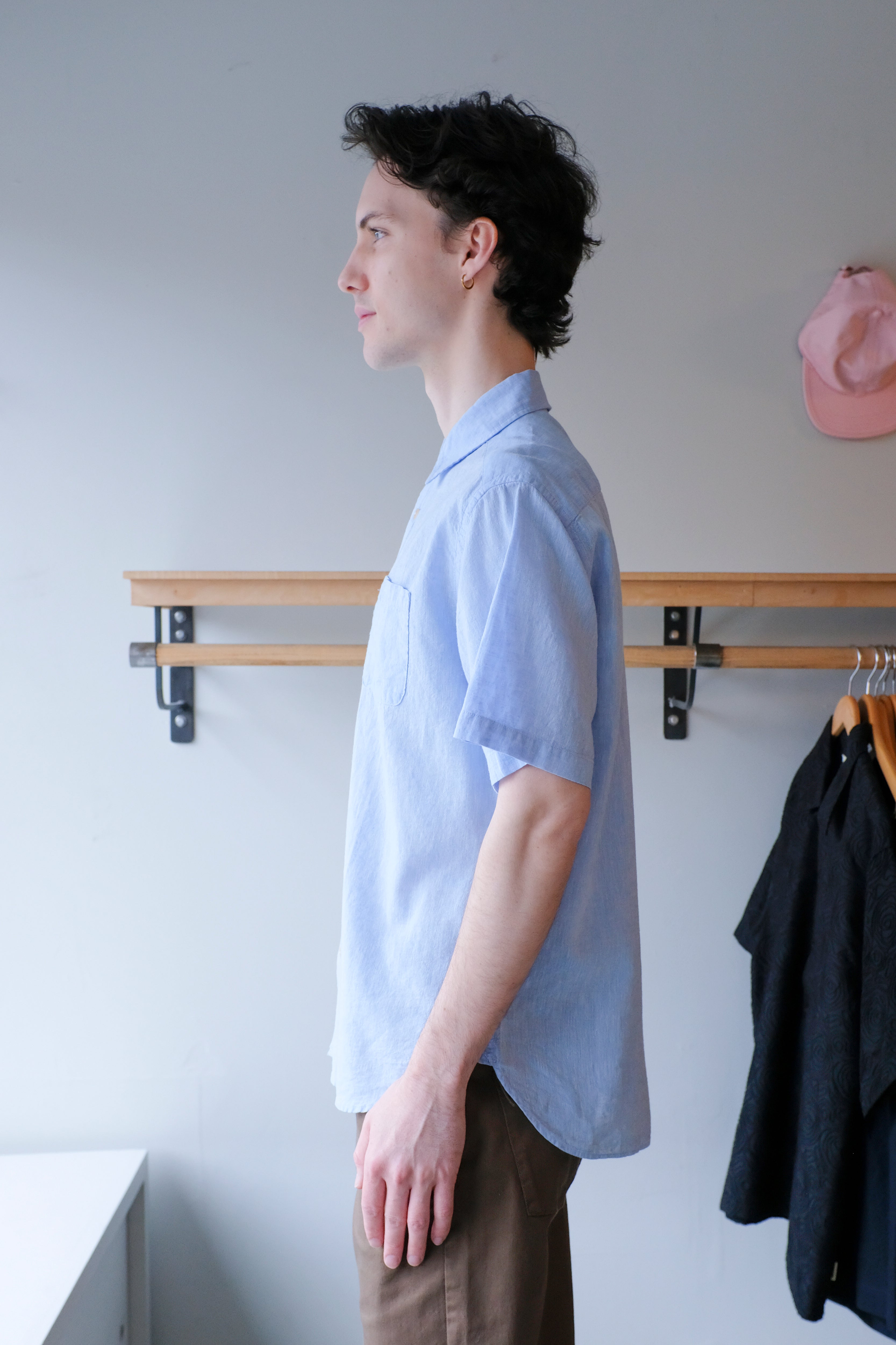 Oliver Spencer - Atlanta Short Sleeve Shirt - Blue (Perkins) - side