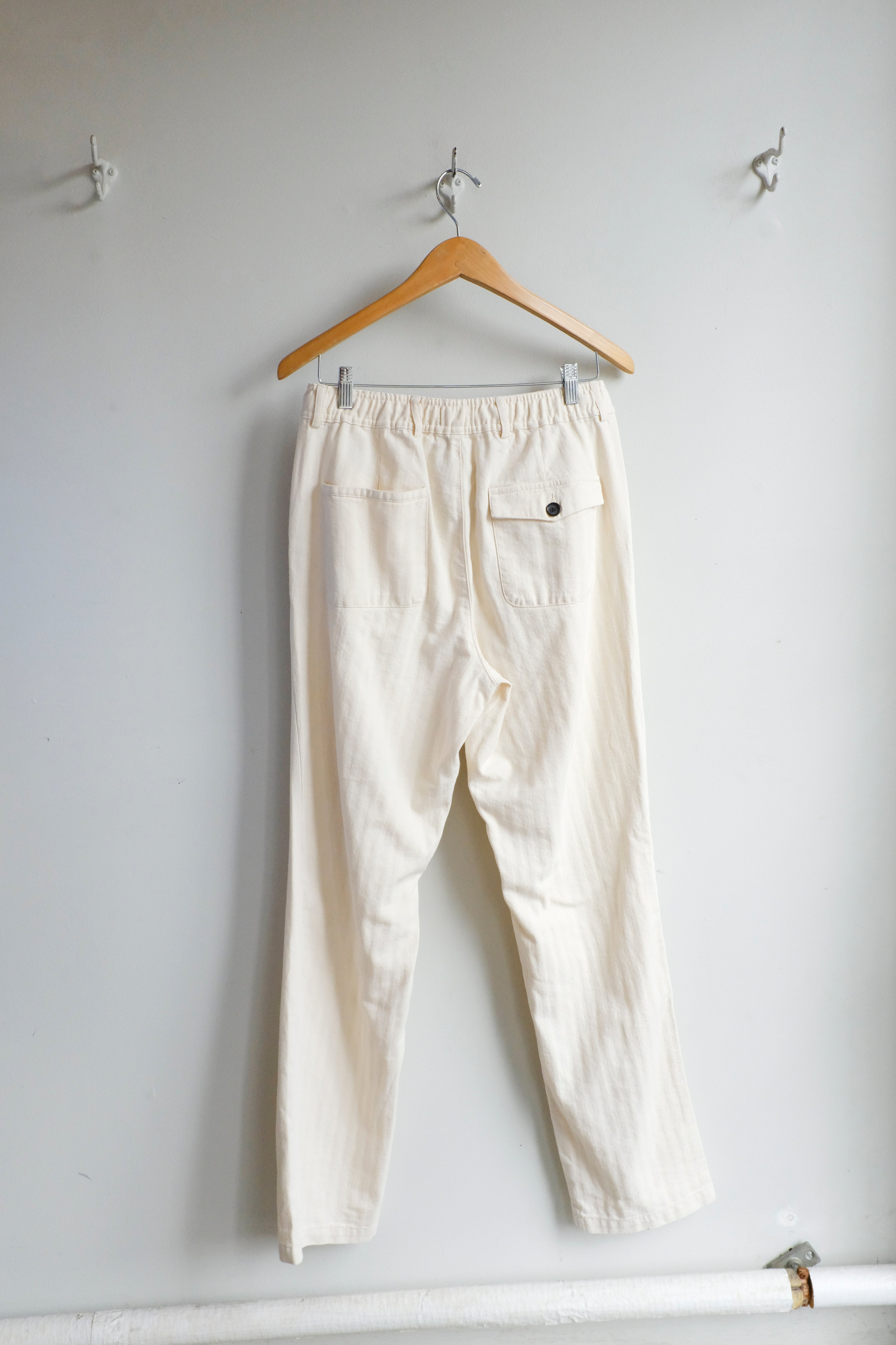 Oliver Spencer - Drawstring Trousers - Ecru (Cairnes) - flat back