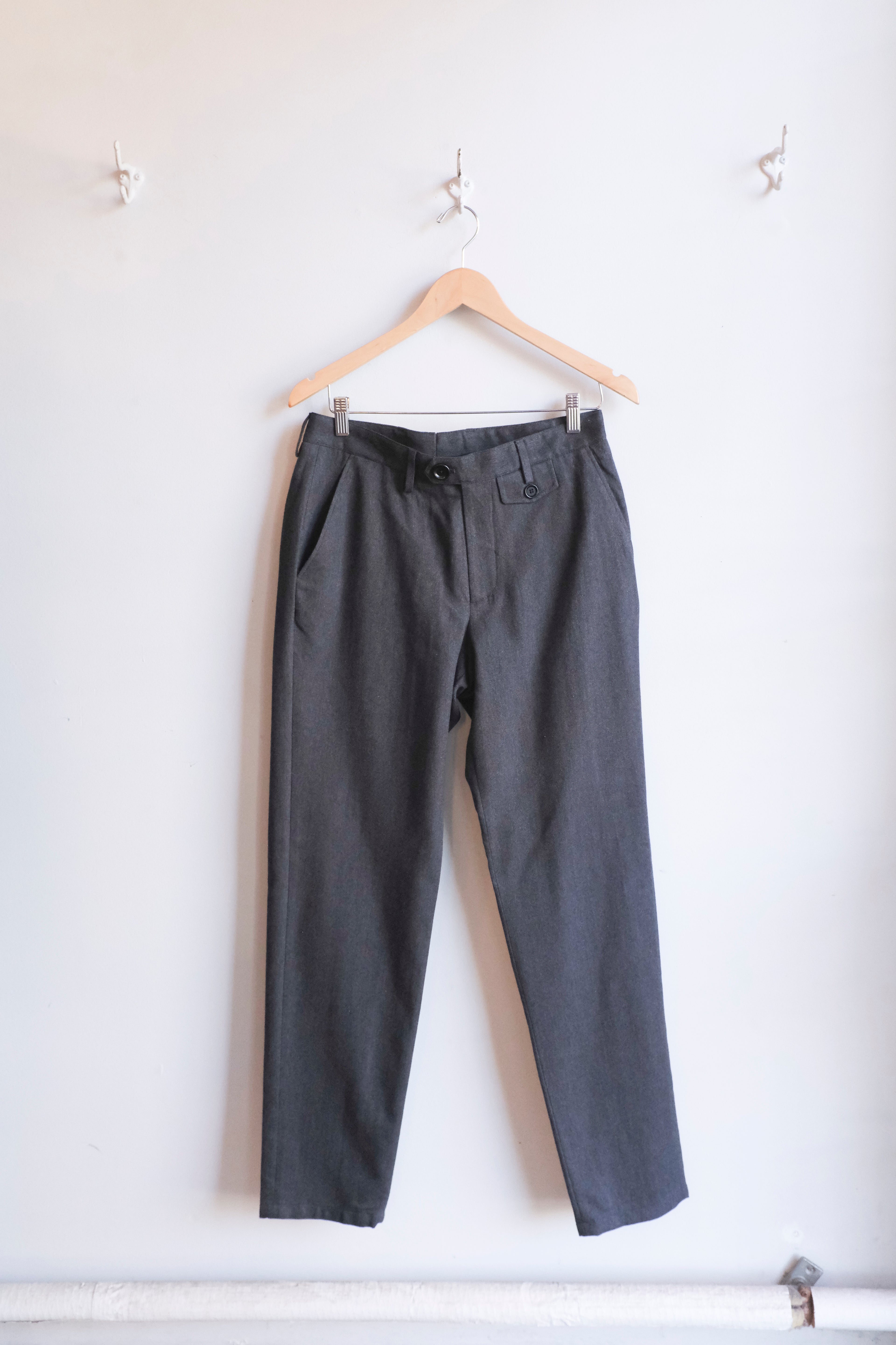 Oliver Spencer - Fishtail Trousers - Charcoal (Westerman)- flat front