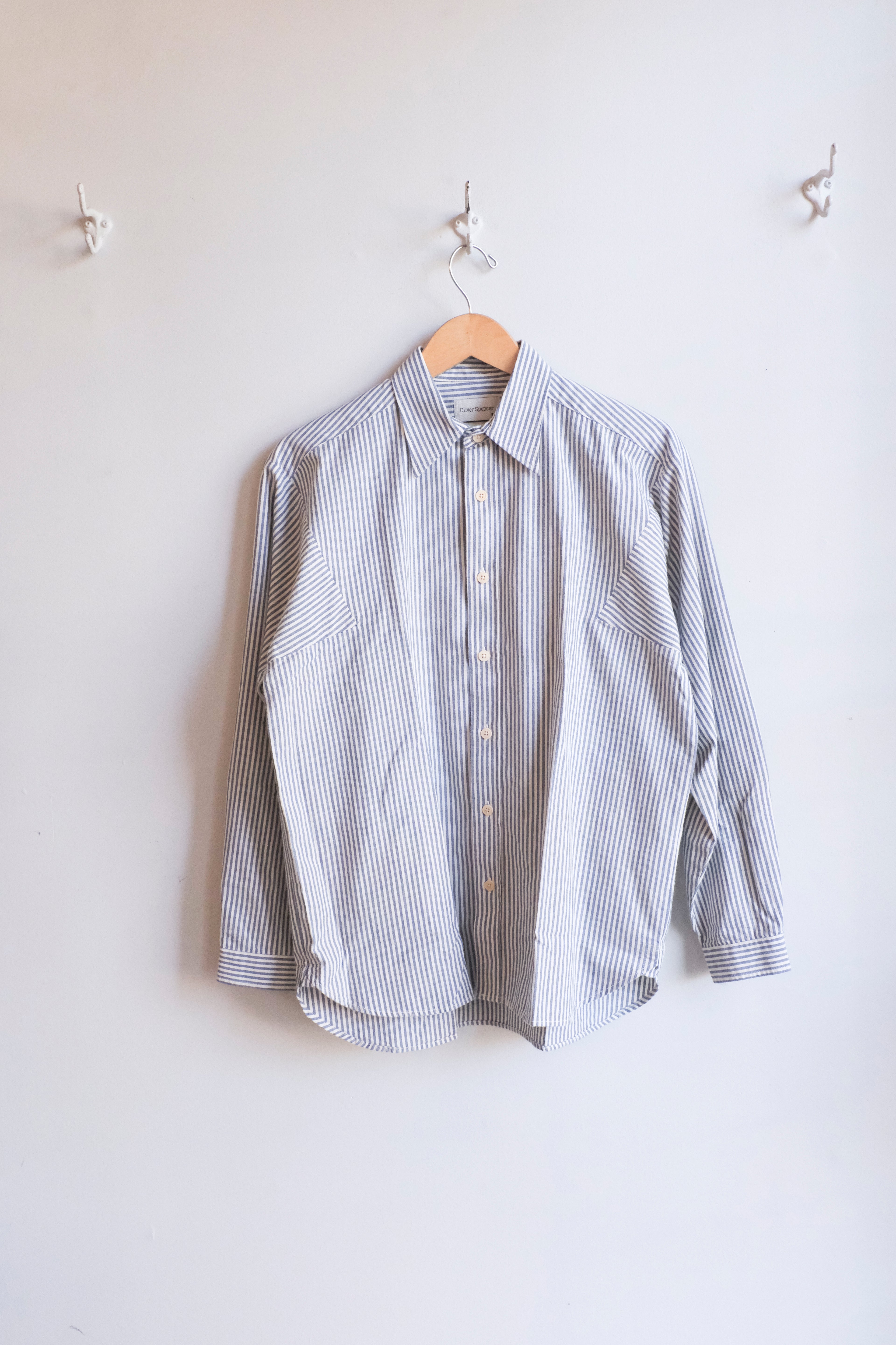 Oliver Spencer - Garrison Long Sleeve Shirt - Blue (Brimham)- flat front