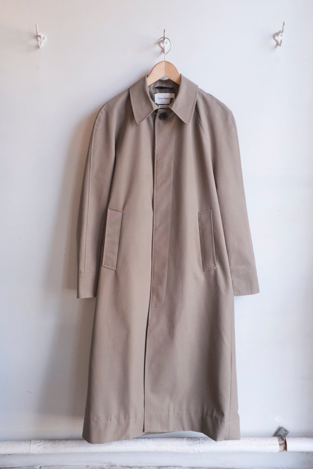 Oliver Spencer - Lothian Coat - Khaki (Marling)- flat front