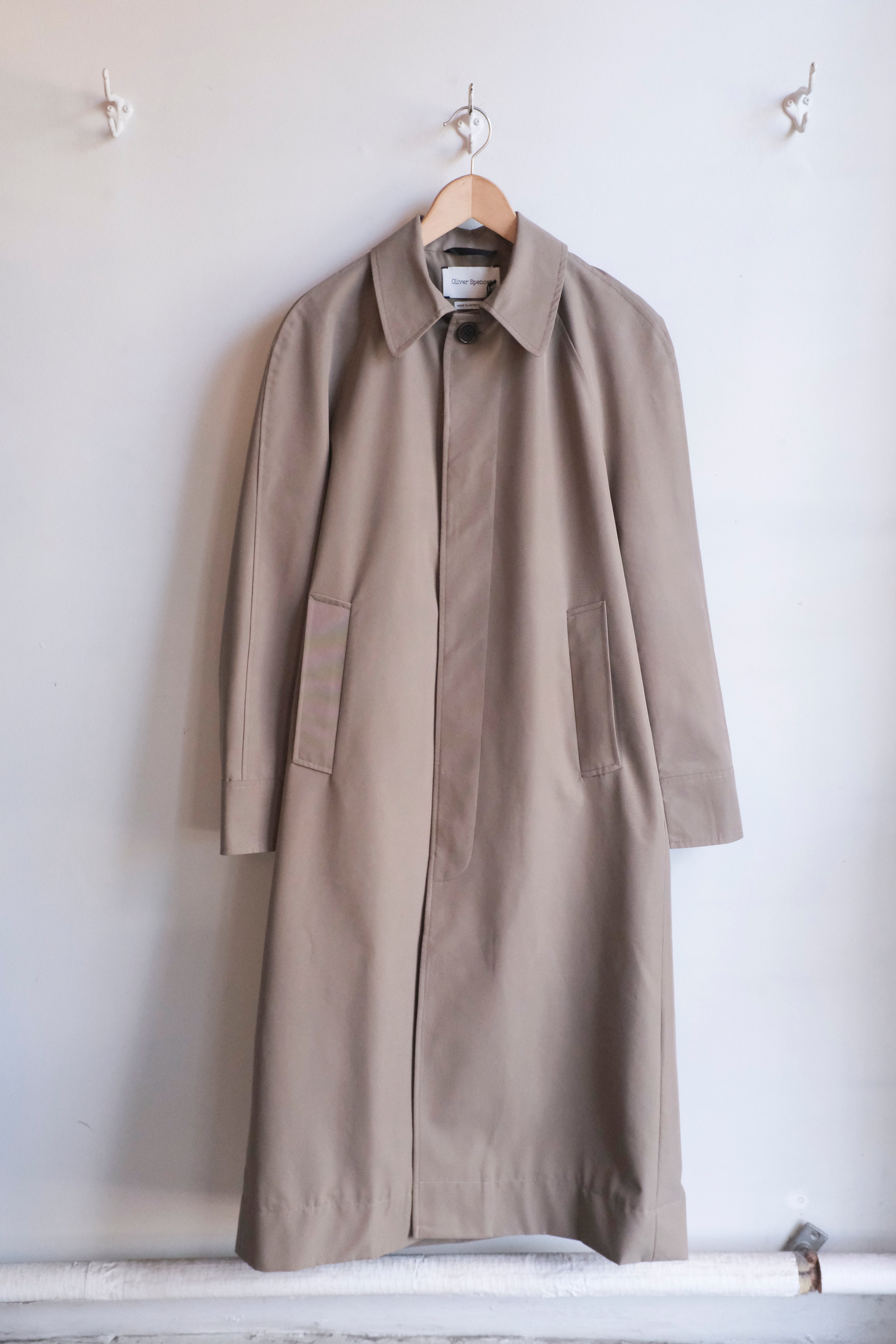 Oliver Spencer - Lothian Coat - Khaki (Marling)- flat front