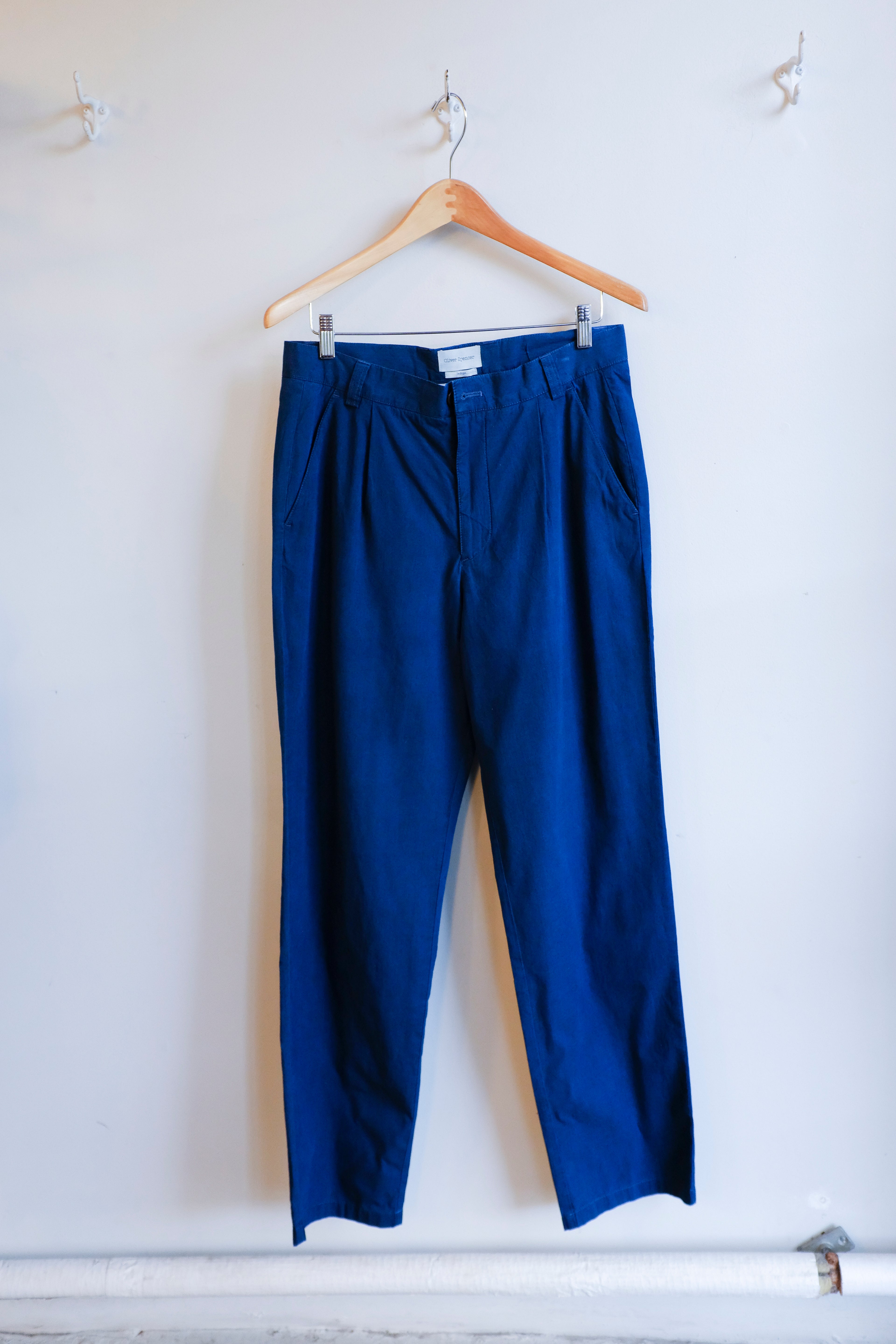 Oliver Spencer - Morton Pleated Trousers - Indigo Rinse (Wylie) - flat front