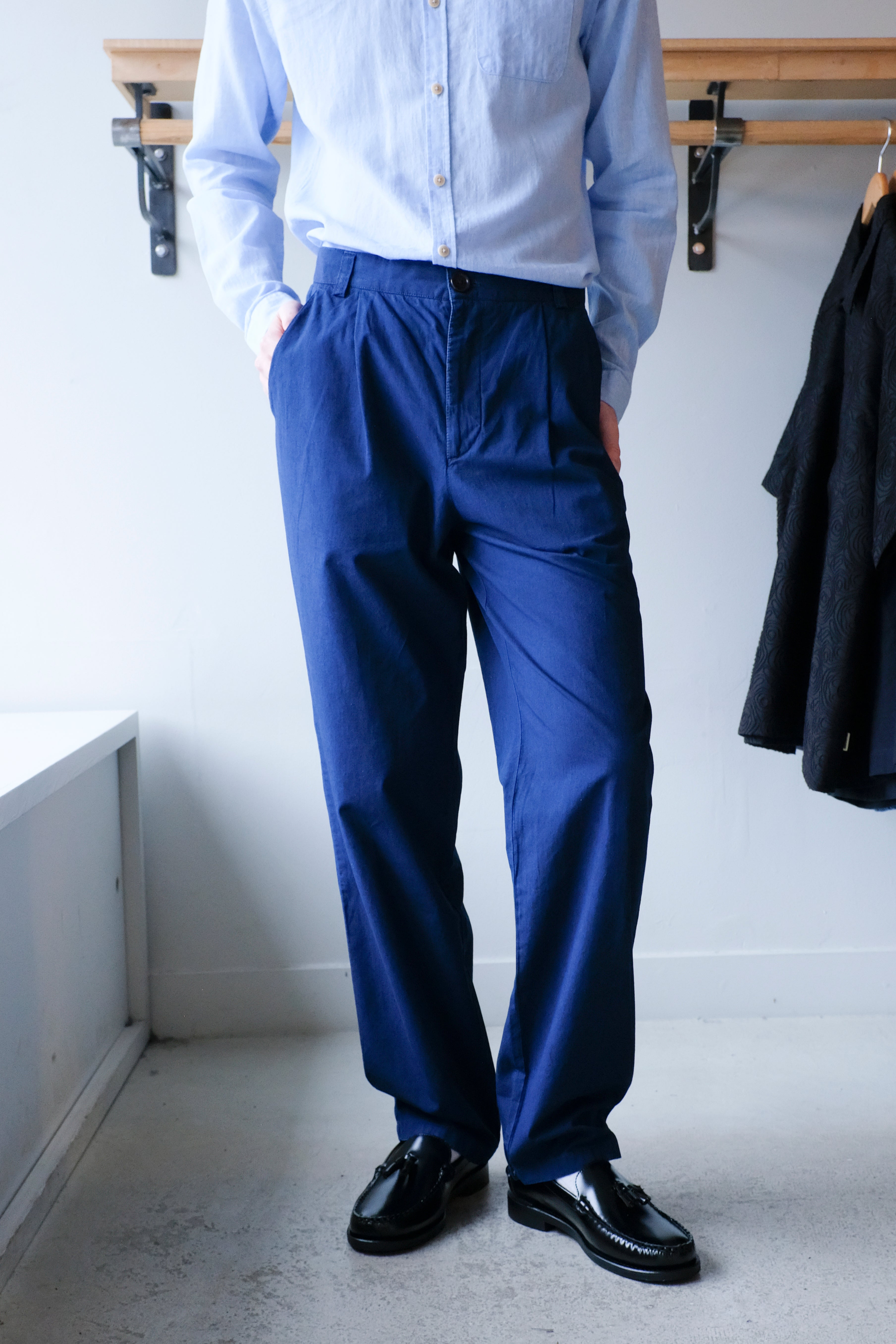 Oliver Spencer - Morton Pleated Trousers - Indigo Rinse (Wylie) - front