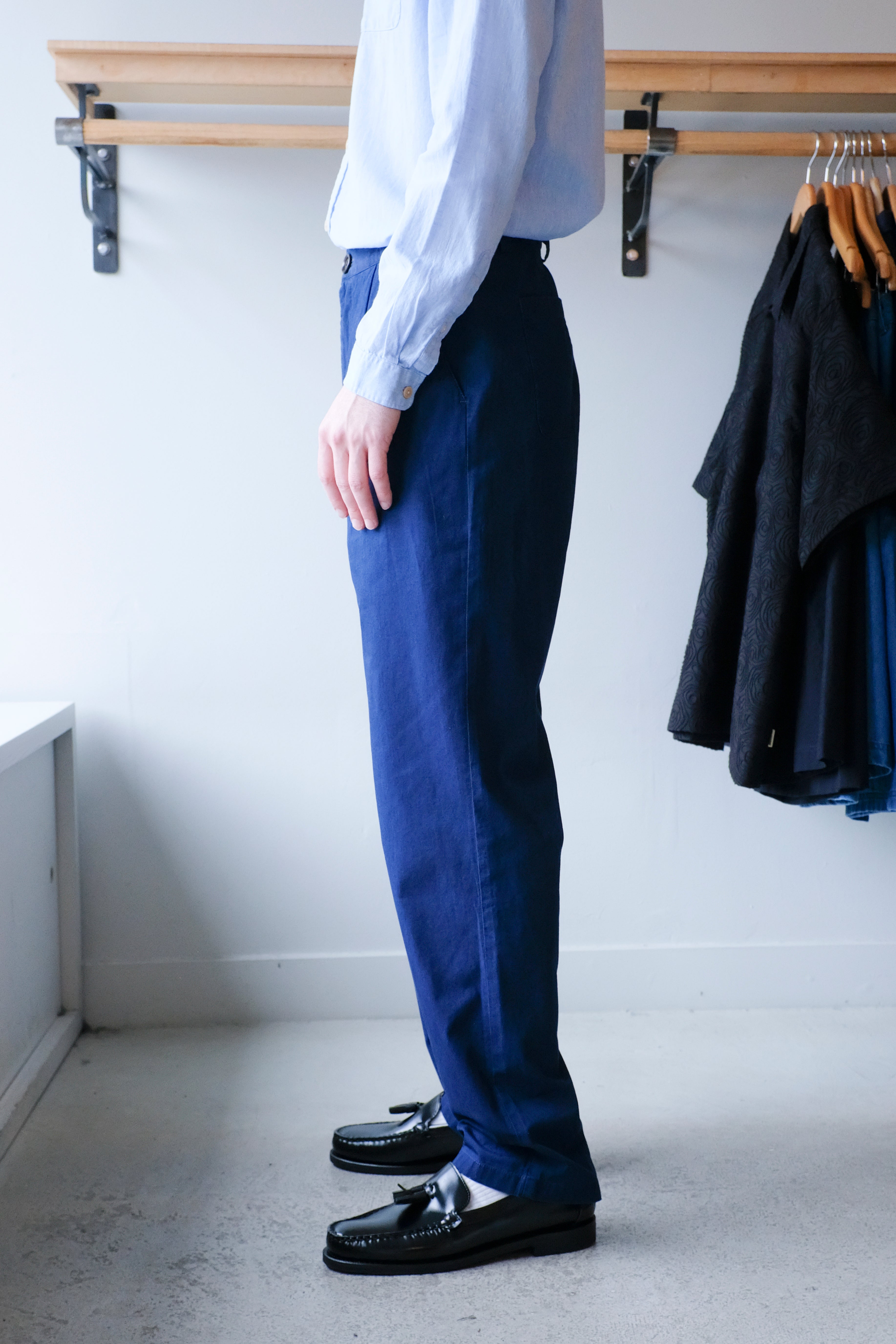 Oliver Spencer - Morton Pleated Trousers - Indigo Rinse (Wylie) - side