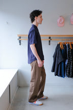 Oliver Spencer - Quito Short Sleeve Shirt - Navy (Phaidon) - side
Oliver Spencer - Utility Trousers - Beige (Tomlin) - side