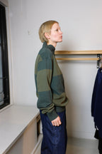 Oliver Spencer - Reversible Half Zip Sweatshirt - Green/Moss Green (Latimer) - side stripes