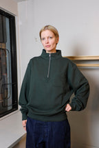 Oliver Spencer - Reversible Half Zip Sweatshirt - Green/Moss Green (Latimer) - front