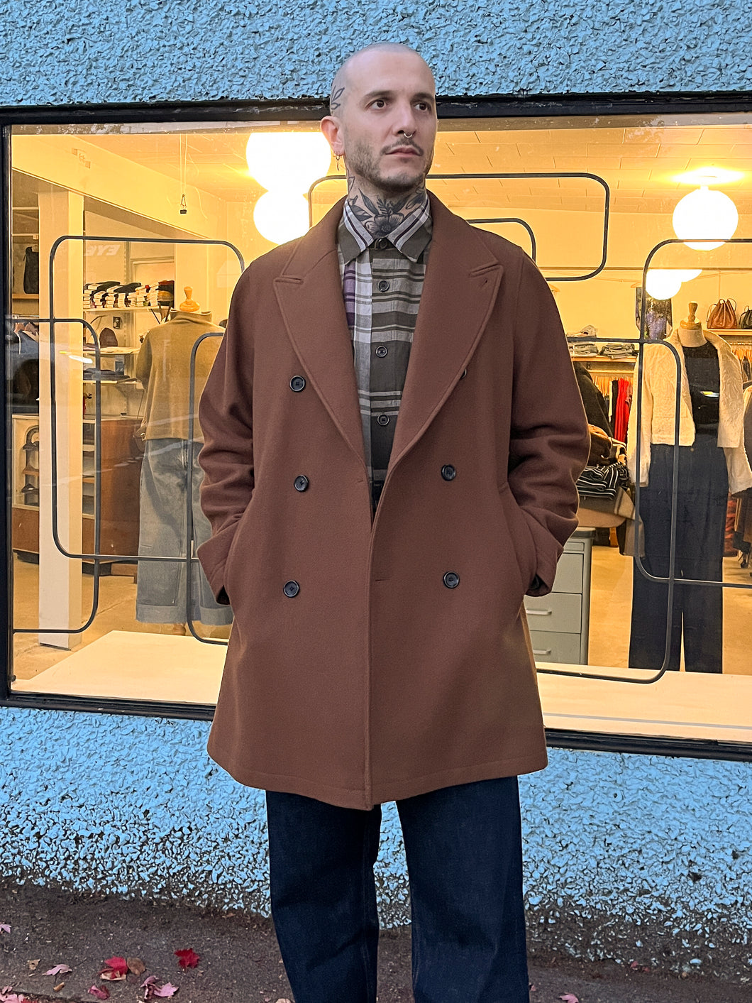 Oliver Spencer - Albion Coat - Tawny Brown (Mosedale) - front