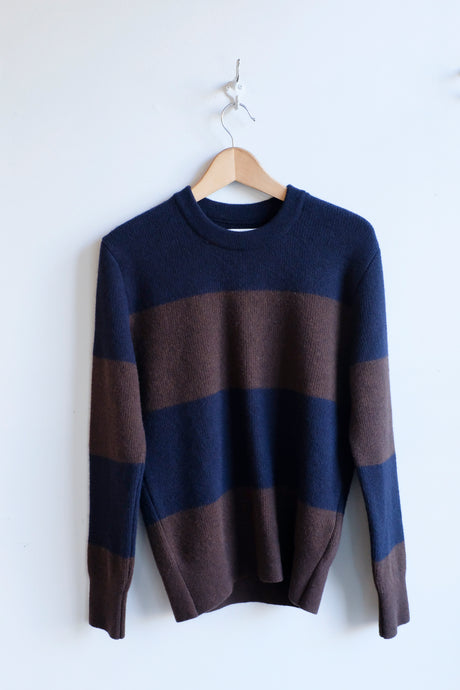 Oliver Spencer - Blenheim Sweater - Navy/Brown (Paxton) - flat front