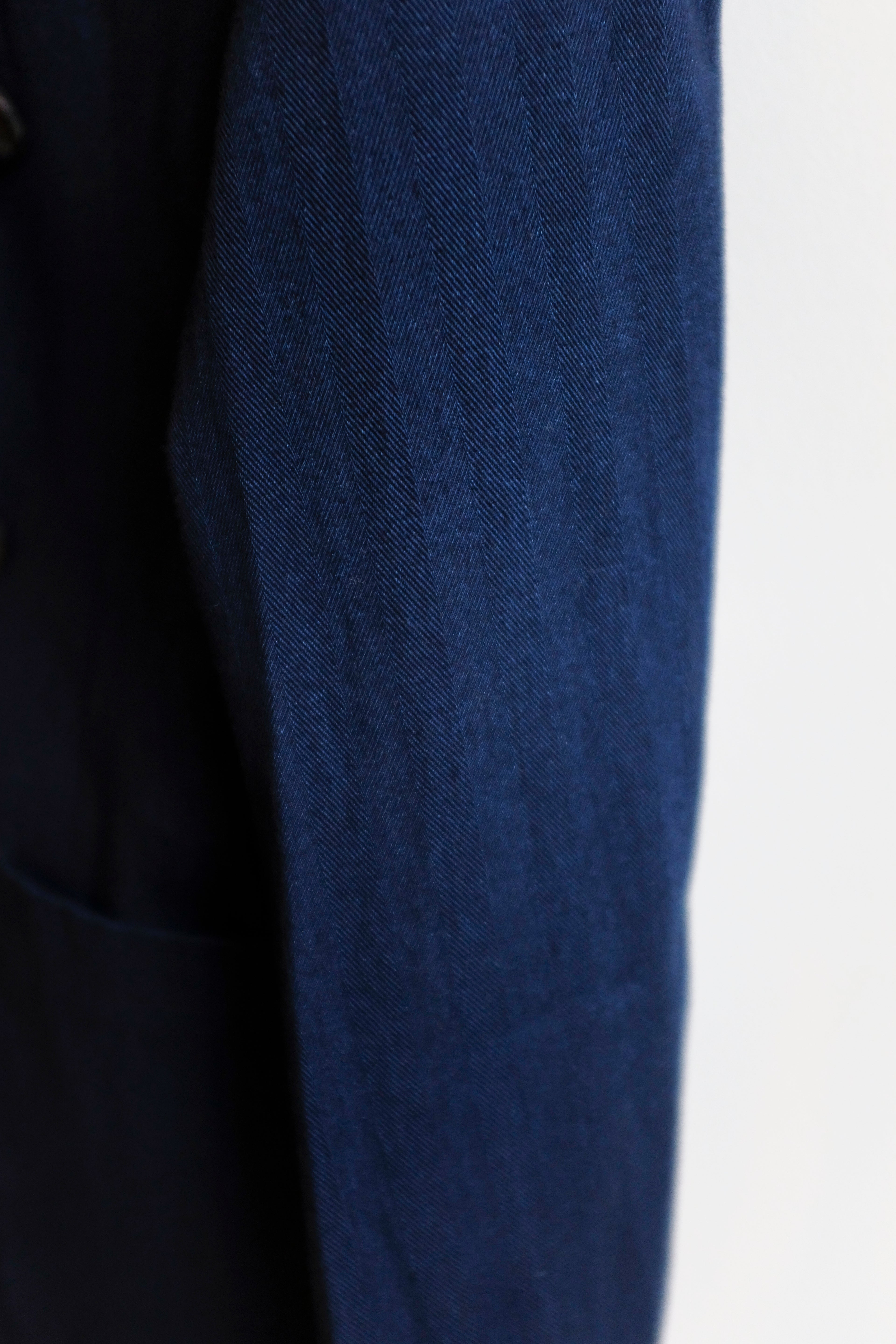 Oliver Spencer - Double Breasted Jacket - Indigo Blue (Faye) - flat detail fabric