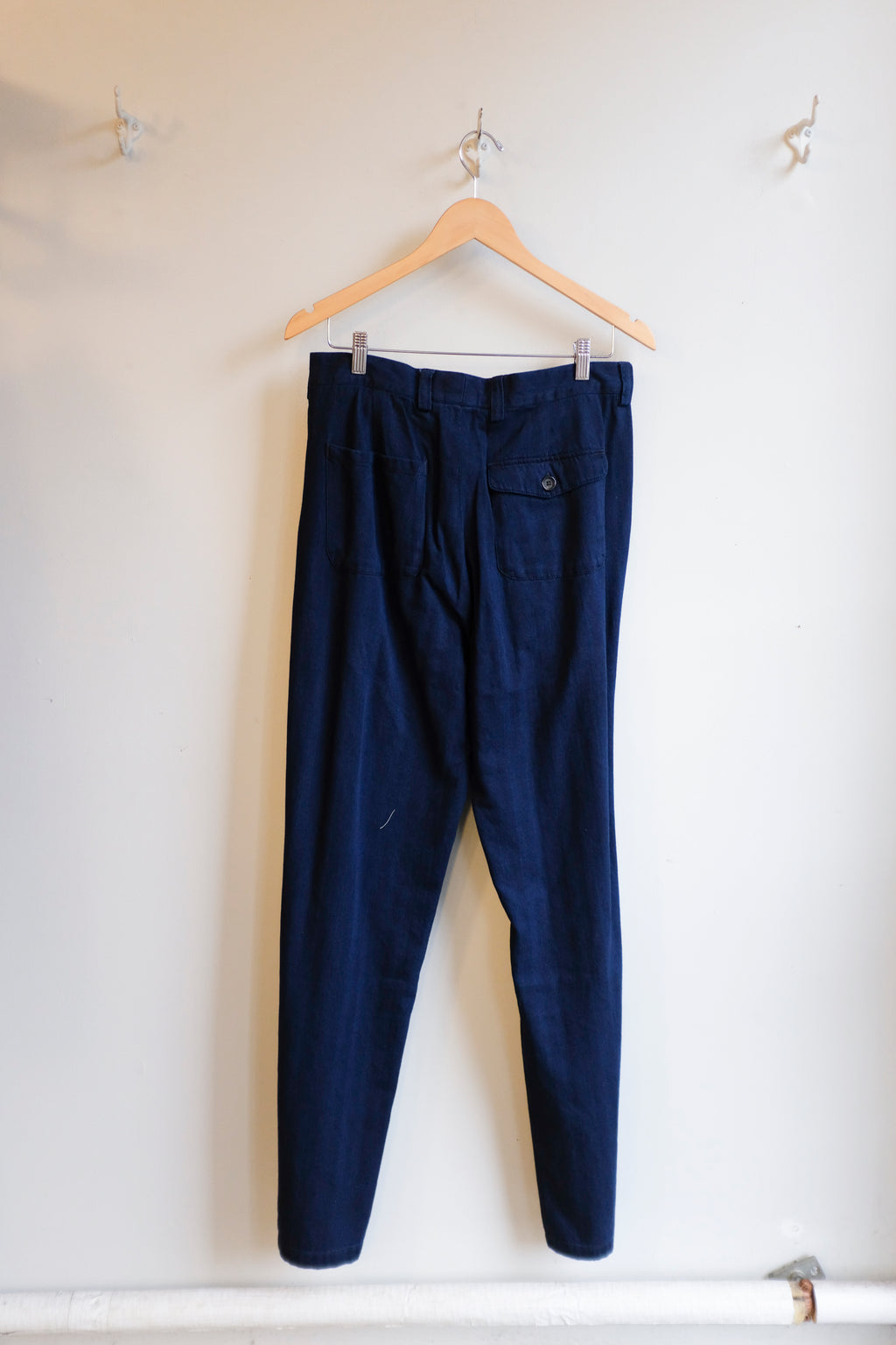 Oliver Spencer - Morton Pleated Trousers - Indigo Blue (Faye) - flat back