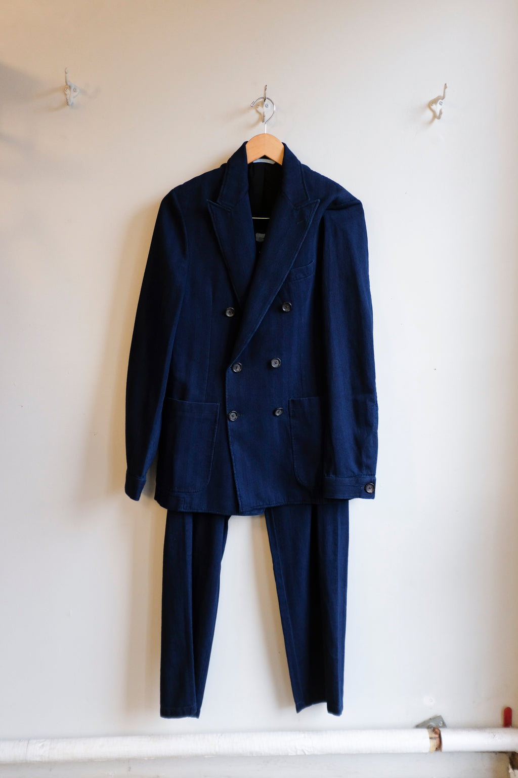 Oliver Spencer - Double Breasted Jacket - Indigo Blue (Faye) - flat set