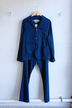 Load image into Gallery viewer, Oliver Spencer - Drawstring Trousers - Indigo Blue (Faye) - full suit flat front
