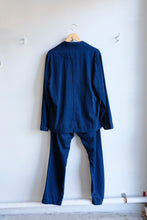 Load image into Gallery viewer, Oliver Spencer - Drawstring Trousers - Indigo Blue (Faye) - full suit flat back
