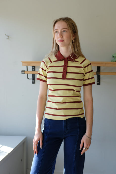 samsoe Samsoe - Saamy Polo - Yellow Brick Stripes - front