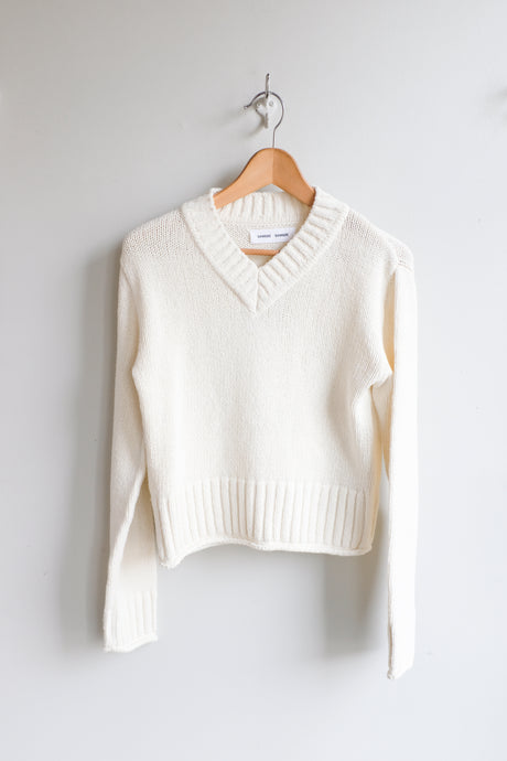 samsoe Samsoe - Salou V-Neck Sweater - Egret - flat front