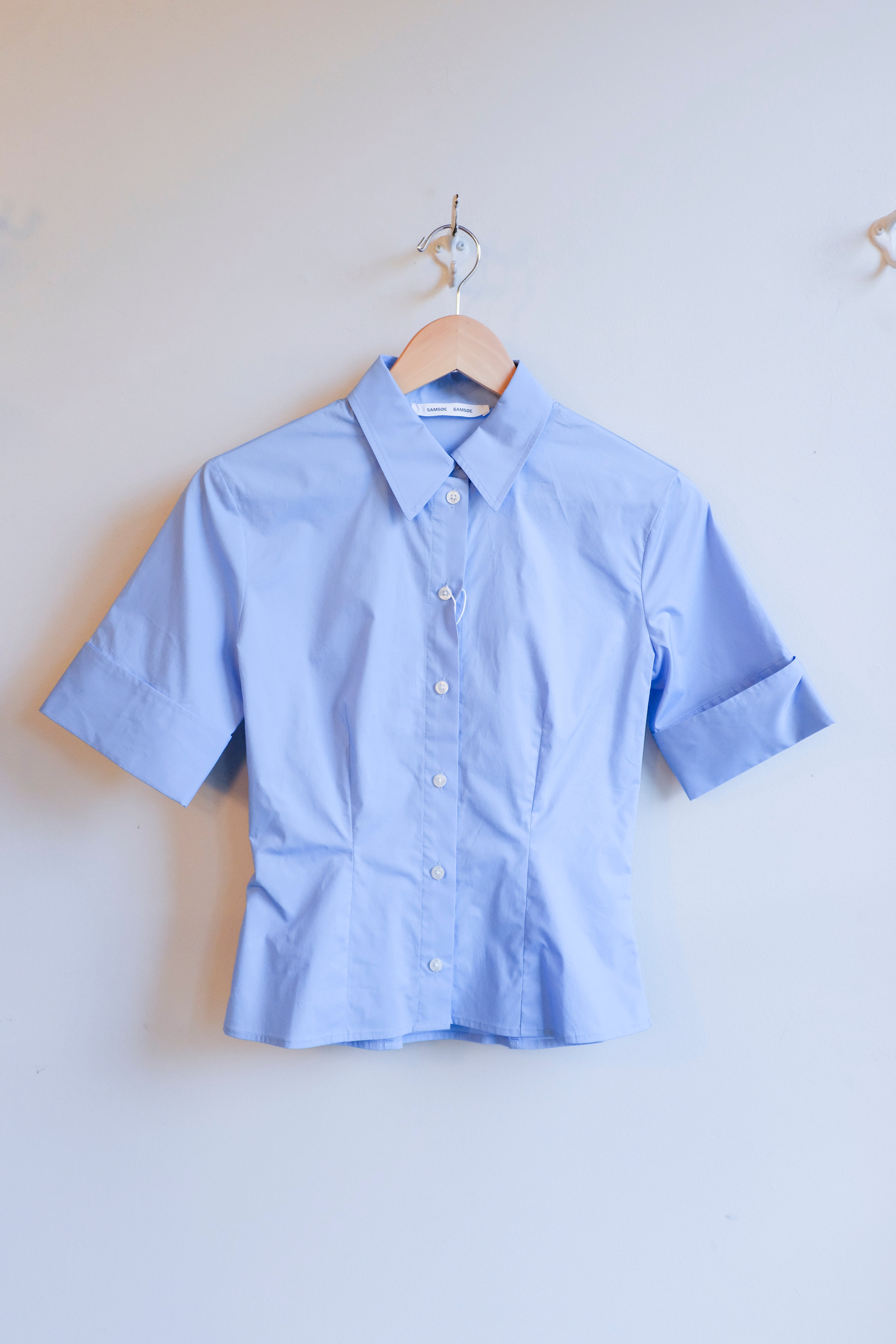 Samsoe Samsoe - Sasky Short Sleeve Shirt - Bel Air Blue - flat front