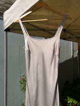 Load image into Gallery viewer, Samsoe Samsoe Sunna Dress - Warm Silver - front closeup detail of darts
